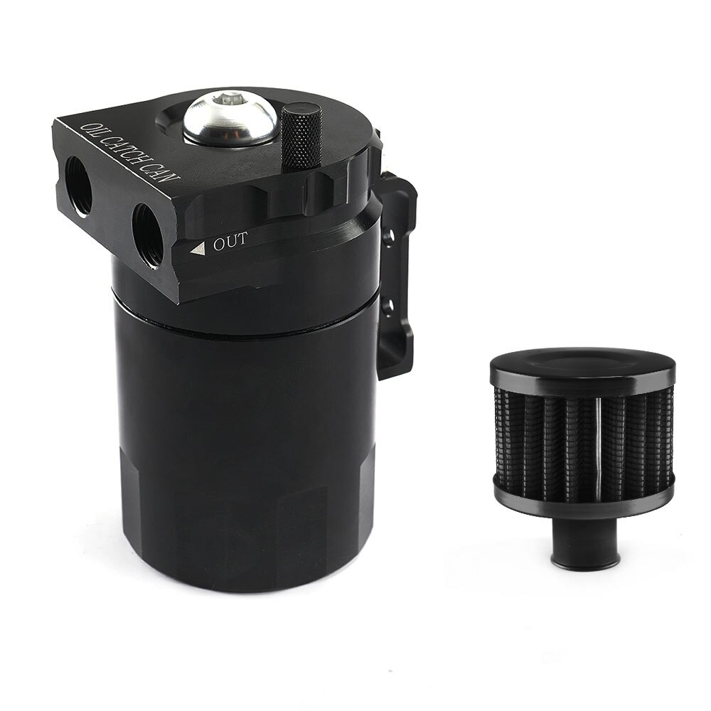 Aluminum Oil Catch Can Reservoir Tank Black Polish Baffled Universal