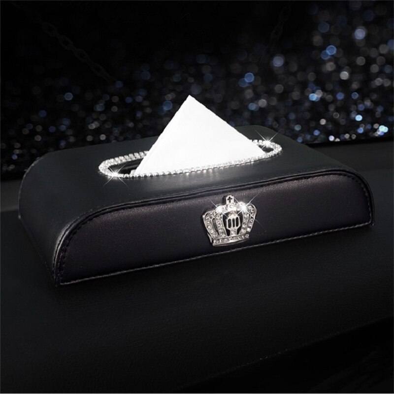 Caja de pañales para Interior de coche, accesorios de decoración de diamantes de cristal, 1 Uds.: crown