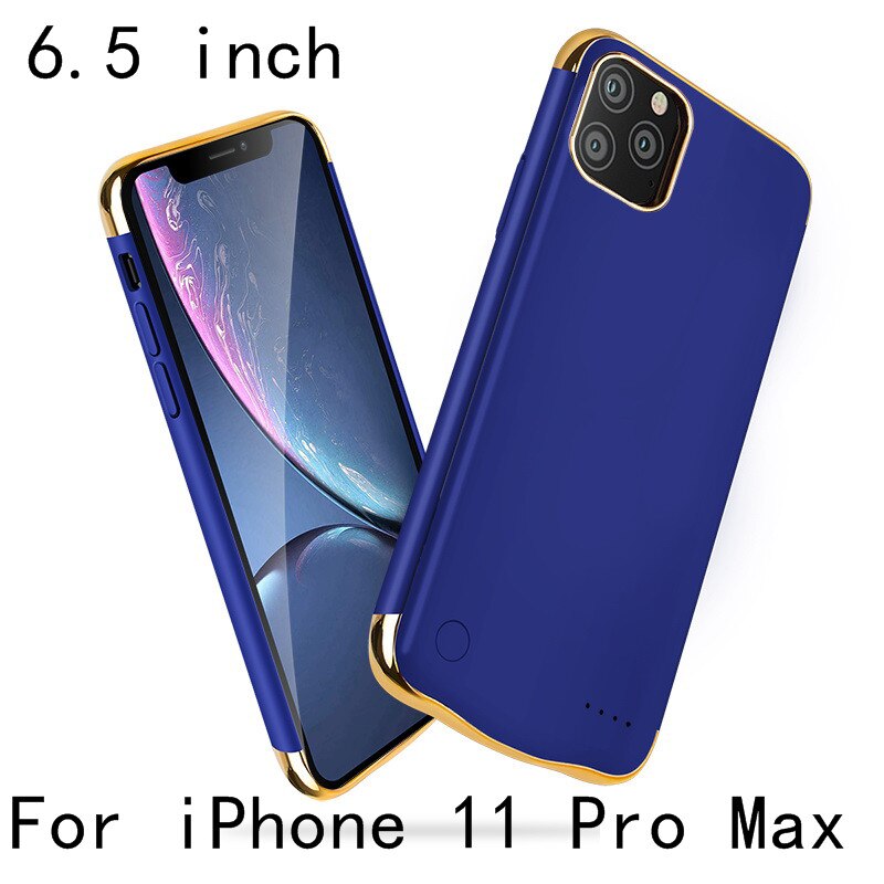 Slim Plating shockproof Battery Case For iPhone 11 Pro Max Battery Charger Case For iPhone 11 External Power Bank Charging Cover: i11 Pro Max-Blue