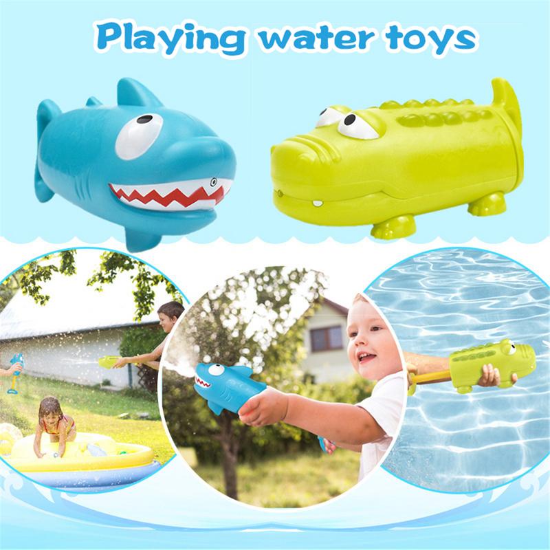 Children's Pumping Water Cannon Toy Crocodile Shark Shape Summer Beach Outdoor Swimming Pool Game Playing Water Toys for Boy Gir