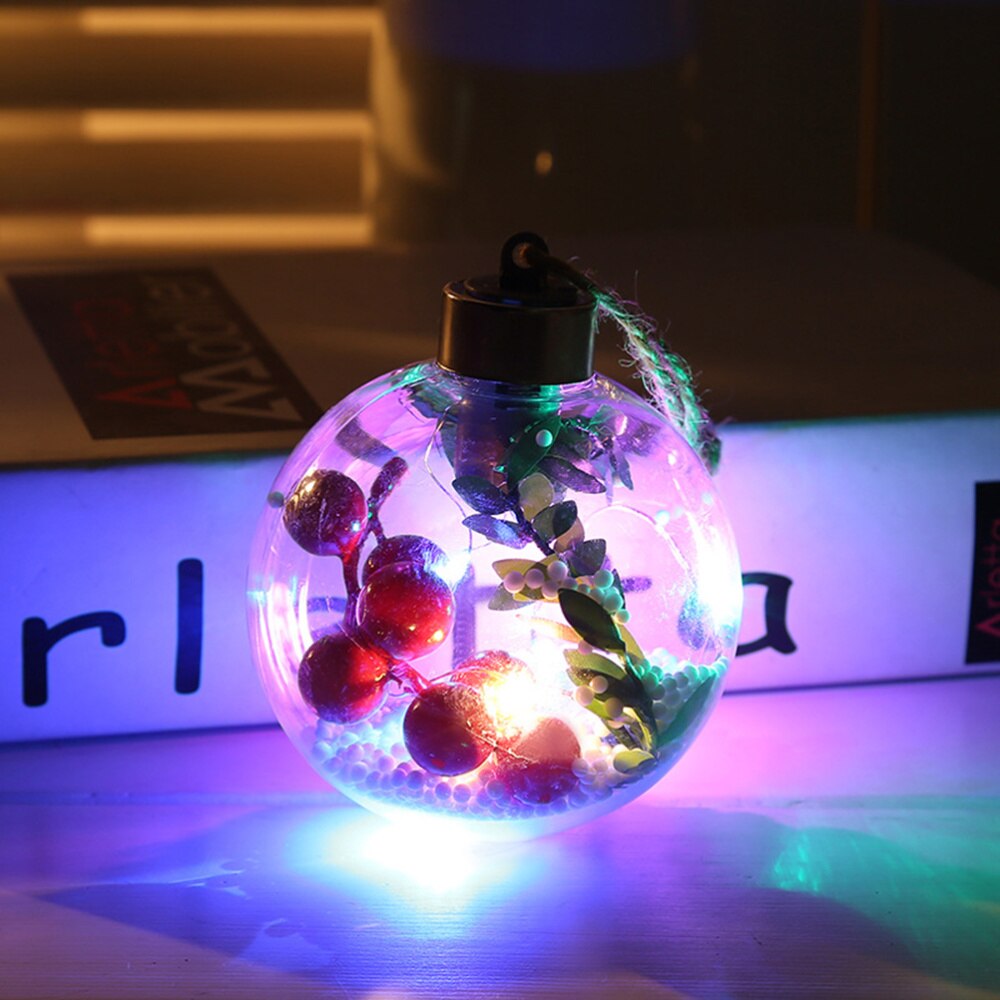 1 Pc LED Light Transparent Random Style Stylish Snowflake Ball Ornaments Hanging Light for Bar House Christmas