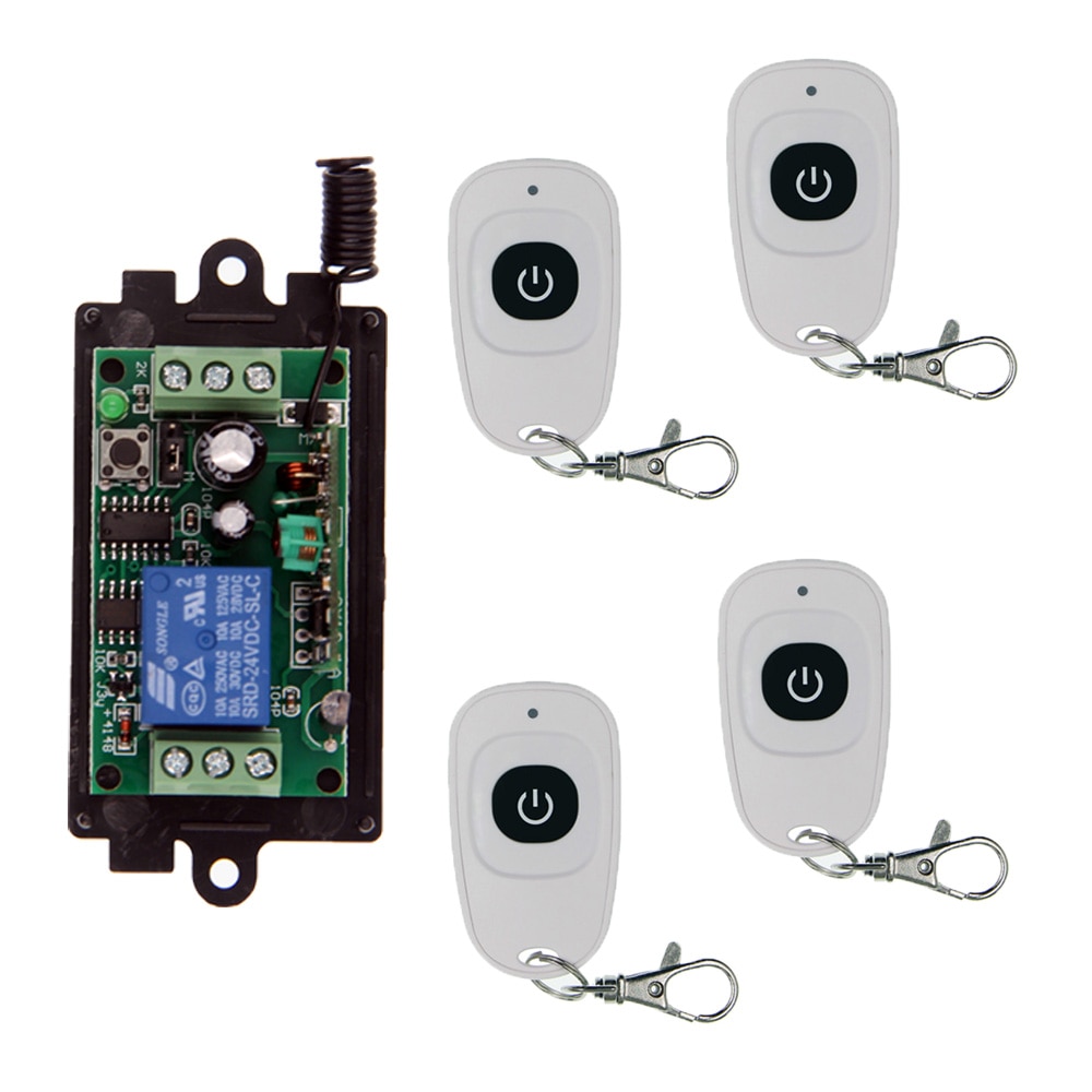 Dc 9v 12v 24v 1 ch 1ch rf trådløs fjernbetjening switch system, sender + modtager med en knap ,315 / 433 mhz