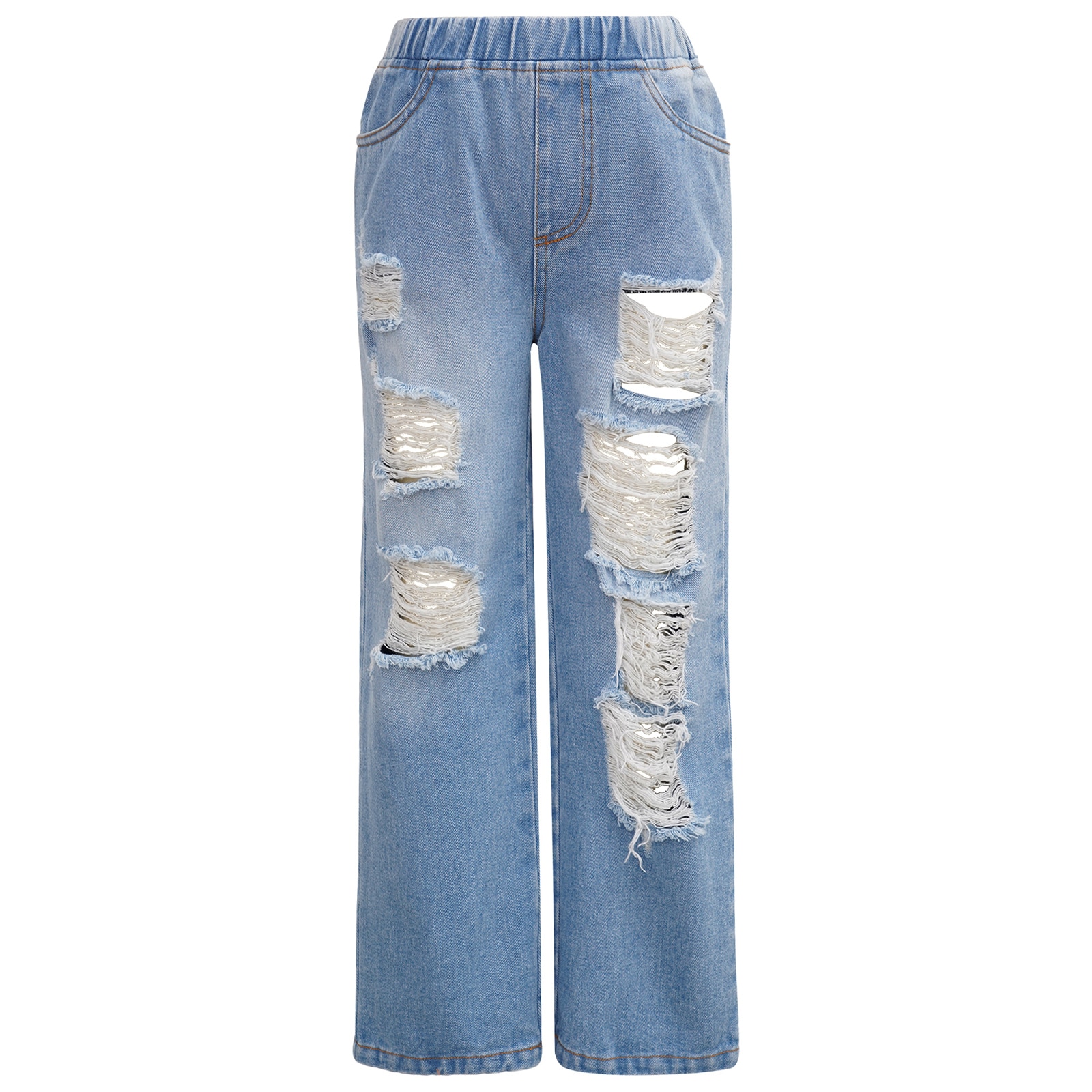 Pantaloni jeans strappati per bambini primavera proprietà bambini per pantaloni larghi in denim scuola ragazze grandi 4 11 12 13 14 anni