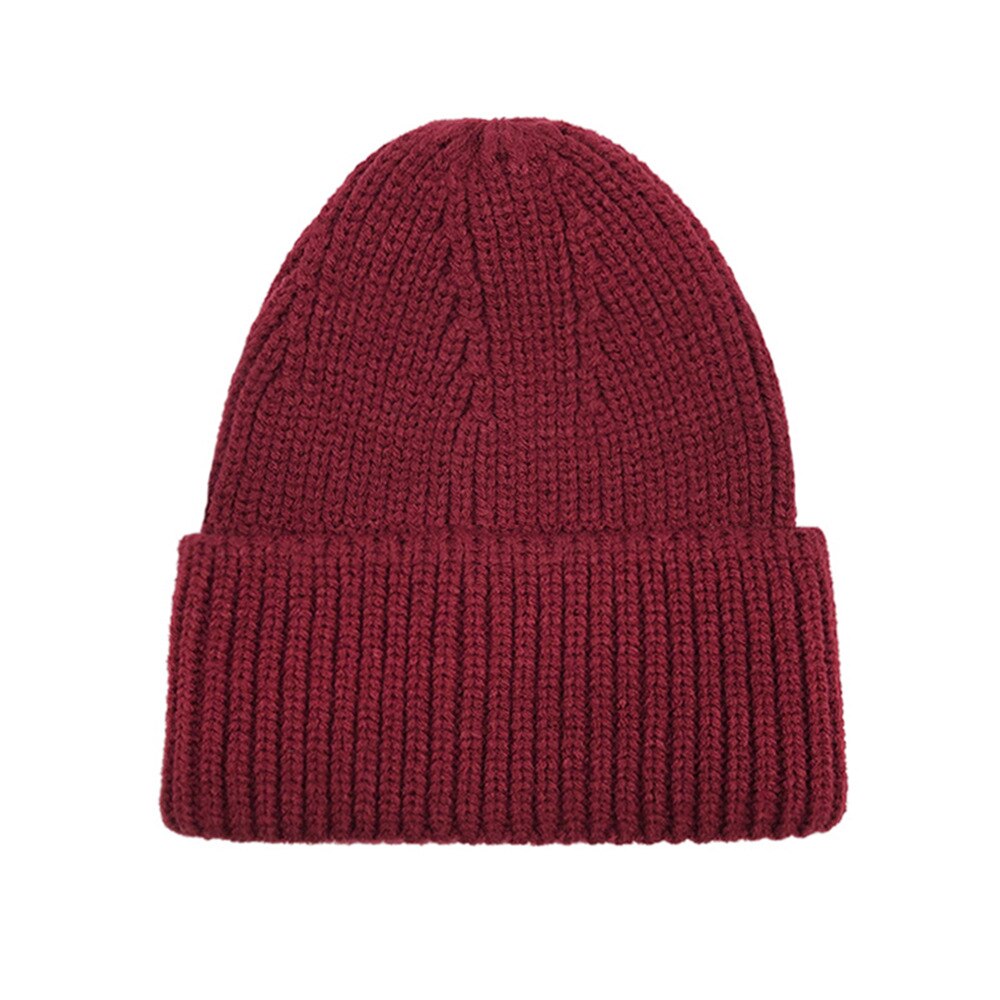 Cappello da donna inverno 2021 berretti cappellini con teschio lavorato a maglia Chapeau Femme Casual solido adulto copricapo berretto Skullies costine: Burgundy