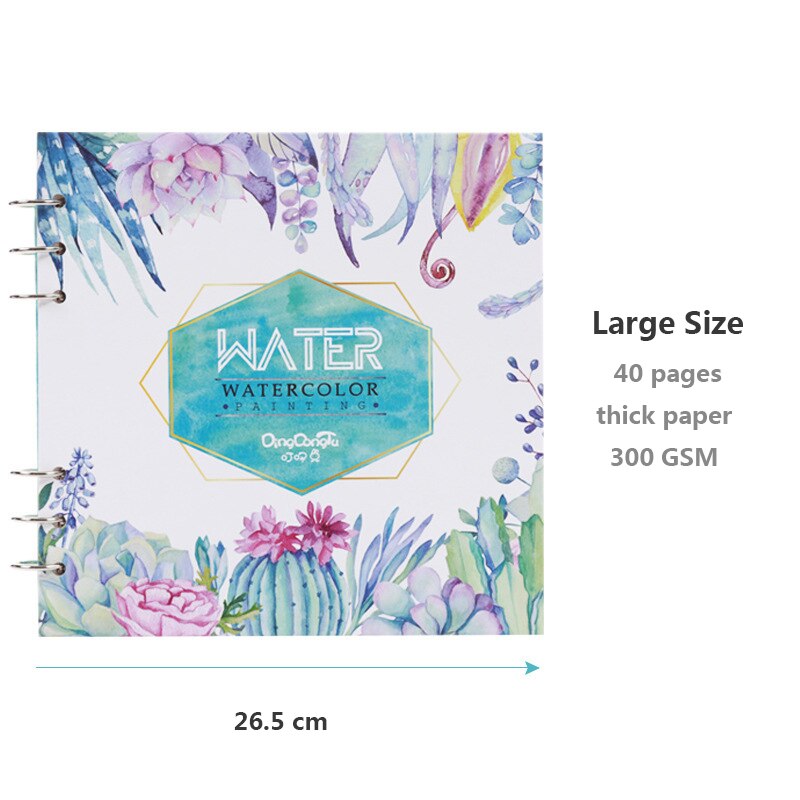 Spiral Notebook for Watercolor Painting Sketchbook 40pages Blank Paper 300GSM Loose Leaf Diary Office School Supplies Stationery: Forest-26.5cm