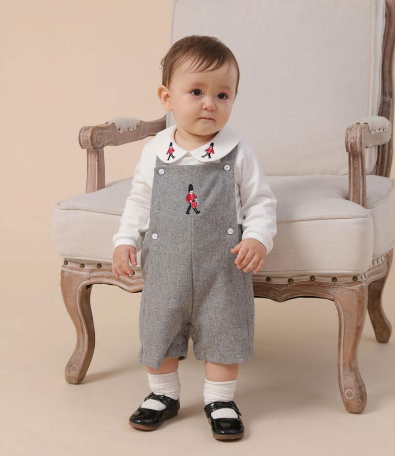 Boys Spanish Clothes Set Autumn Baby Boutique Clothing Suit Boy Handmade Embroidery Soldier White Long Sleeve Shirt+Strap Pants