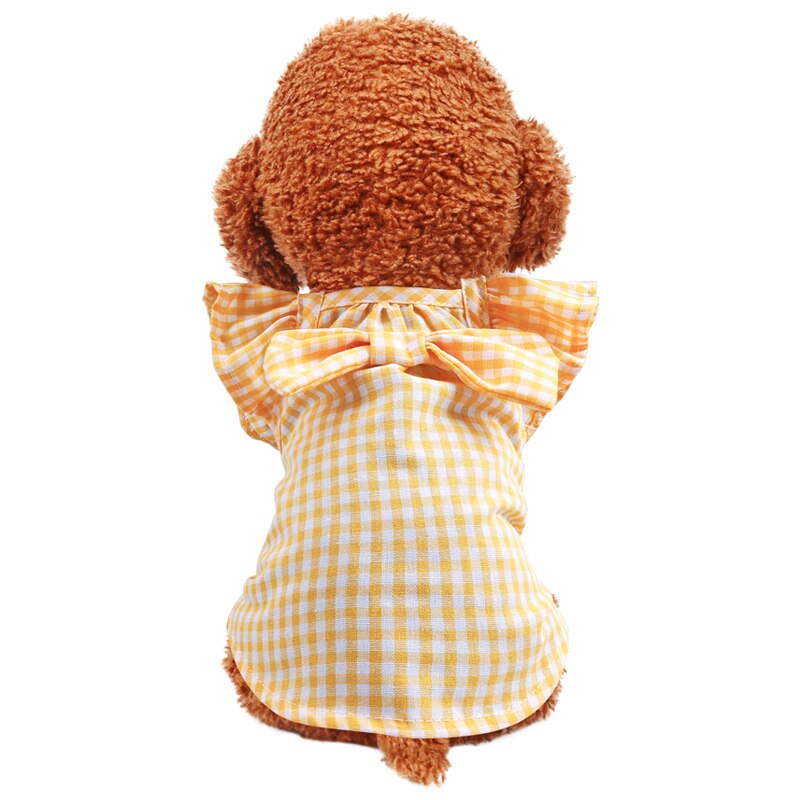 PETCIRCLE Dog Clothes Yellow Plaid Cute Doll Shirt Fit Small Dog Puppy Pet Cat Spring &amp; Summer Pet Costume Dog Clothes Blouse