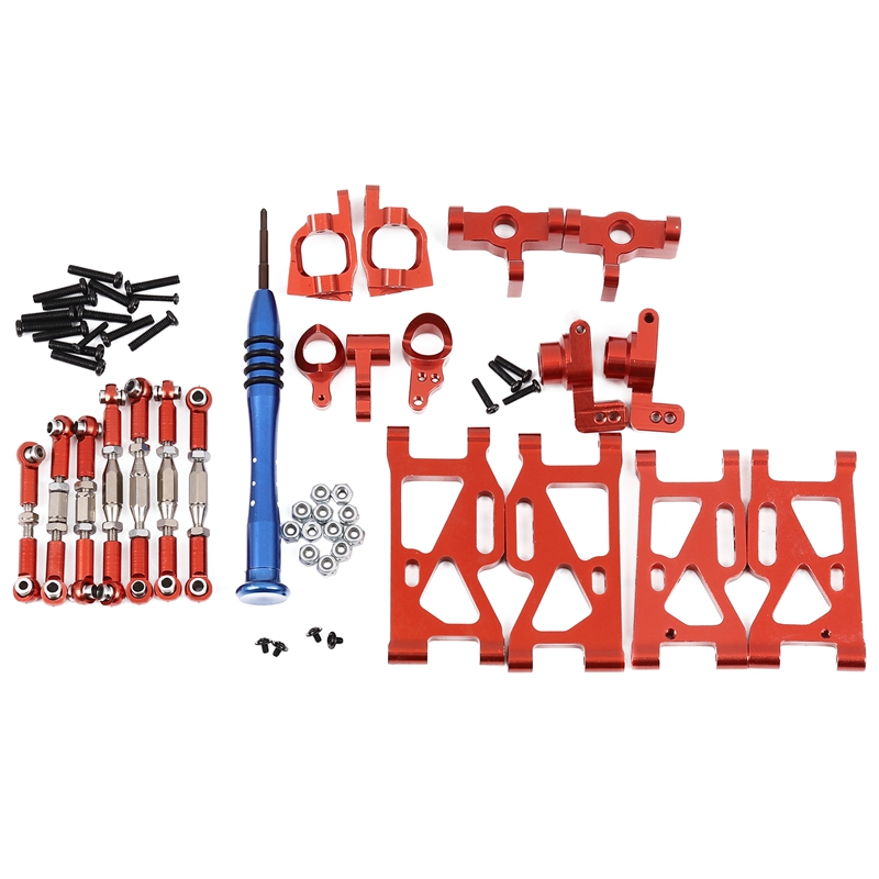 For wltoys 1:14 car upgrade parts metal steering rocker arm base c rear 144001 rc seat servo pull rod: Red
