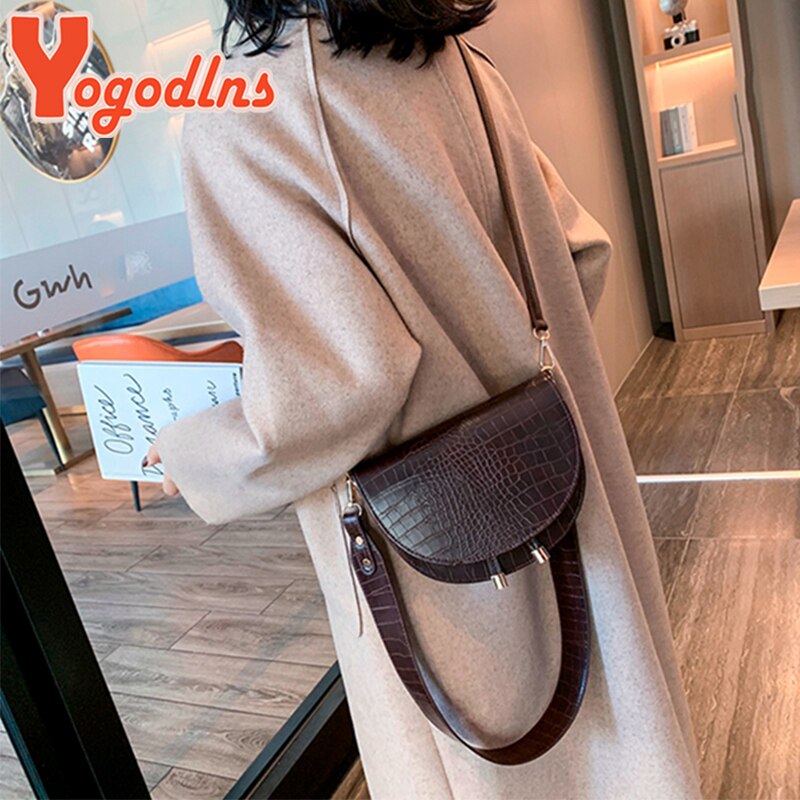 Yogodlns sacoche sac à bandoulière sauvage décontracté en cuir PU unique sac à bandoulière de luxe Crocodile modèle sac à main sac