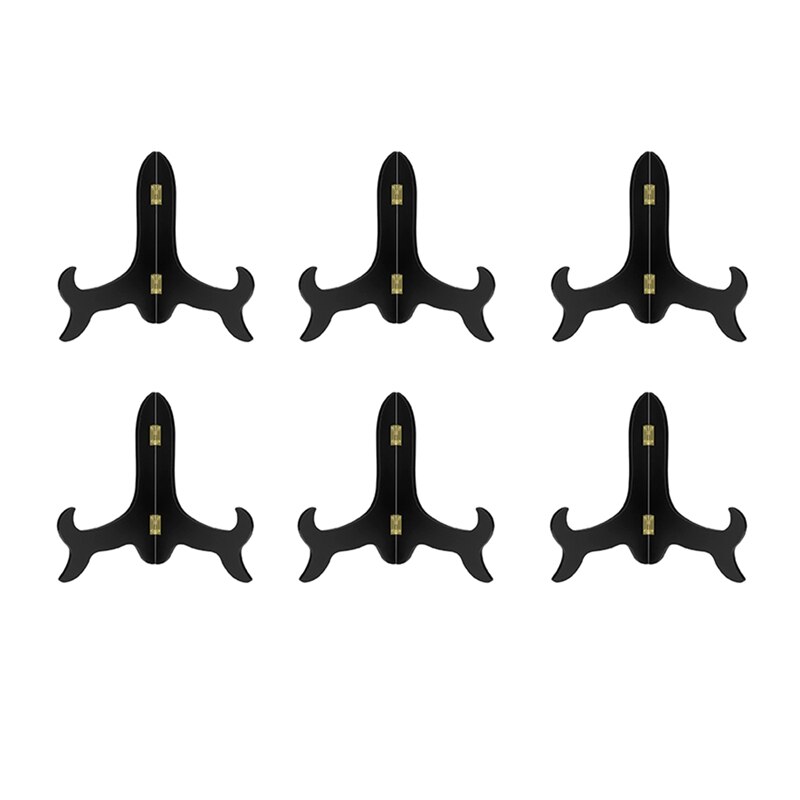 6 Pieces Of Wooden Display Shelf Board Easel Stand: Walnut Color