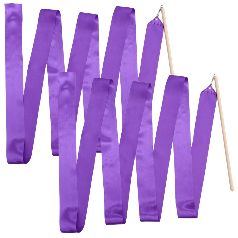 2Pcs 2m Colorful Rhythmic Gymnastics Ribbon Dancing Gymnastics Ribbon Dancing Streamers for Kids Children (Red): Purple 1