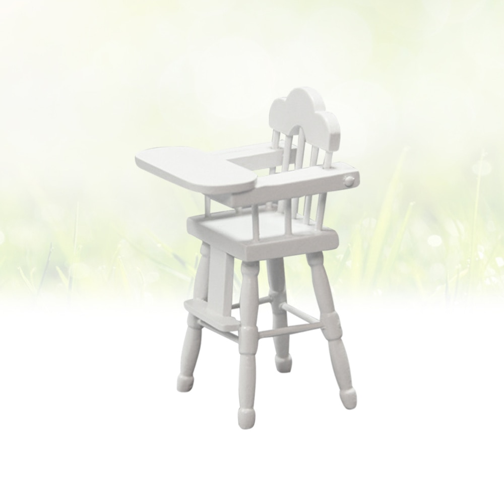 Børn mini højstol legetøj justerbar bord sæde form småbørn fodring højstol dekorative møbel model legehus legetøj hvid b: Default Title