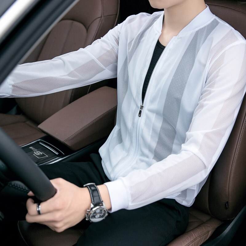 Casual Thin Zippers No Jacket Men Stone Land Net Yarn Is Prevented In Clothes Baseball Coat Of Cultivate Morality