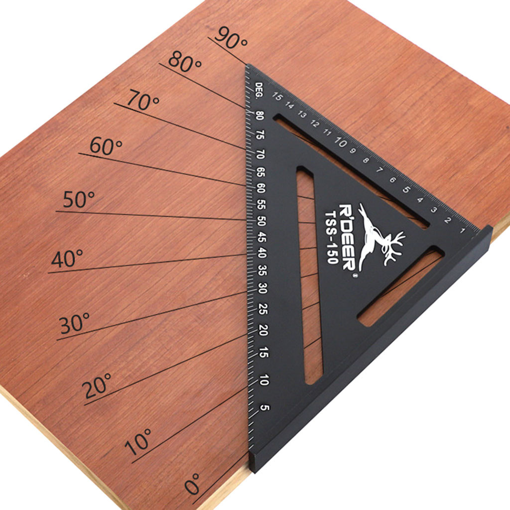 150mm måling lineal aluminium tagdækning trekantet lineal spær vinkelstel sort til tømrer træbearbejdning måleinstrumenter