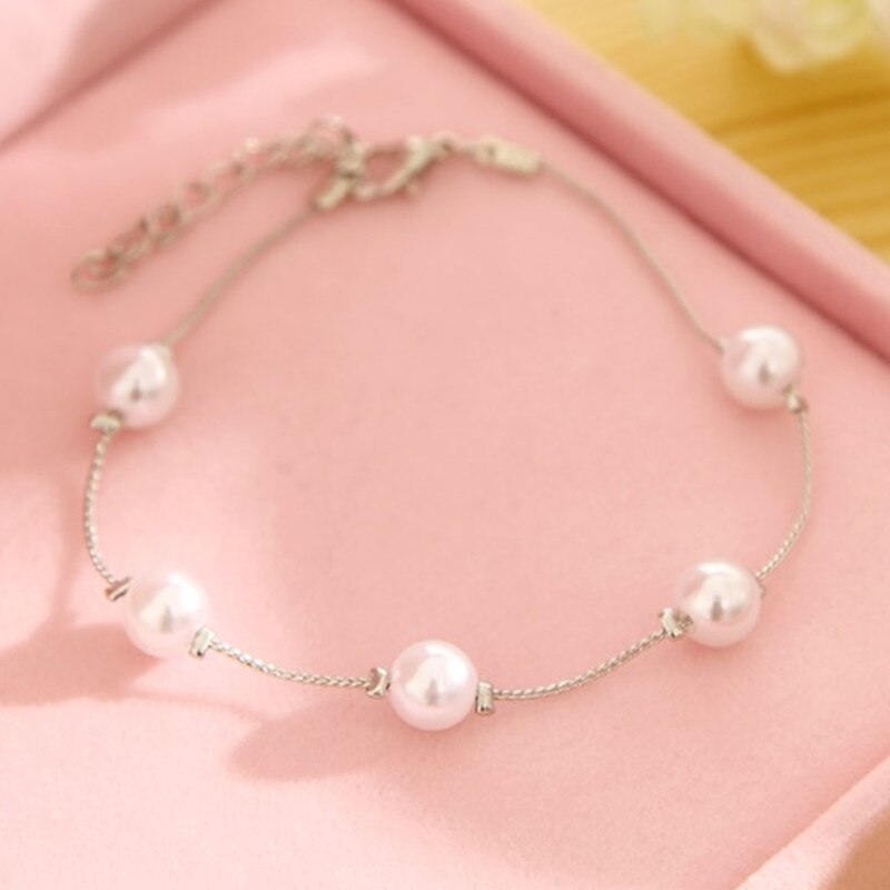 Bijoux Pulsera Minimalist Cute Imitation Pearl Pulseir Charm Link Chain Bracelets for Women Jewelry Girl Bangle