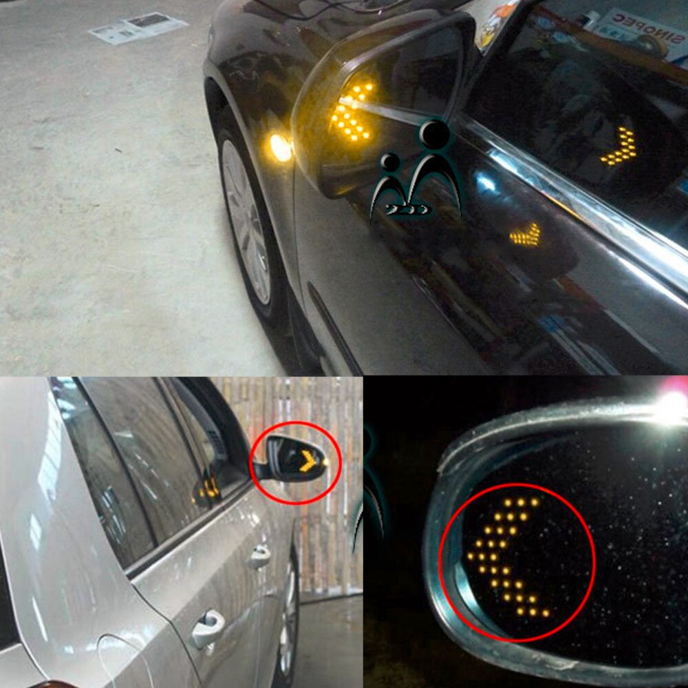 1x Universal Car Vehicle Arrow LED Lights Indicator 14 LED 3528SMD Car Rearview Side Mirror Turn Signal Light