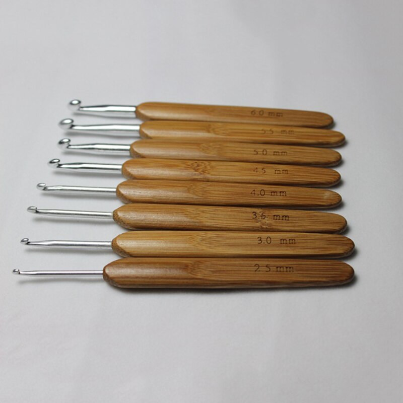 Bamboe Haak Beginner Set Gemengde Aluminium Handvat Haaknaalden Kit Bamboe Breien Brei Naalden Weave Garen