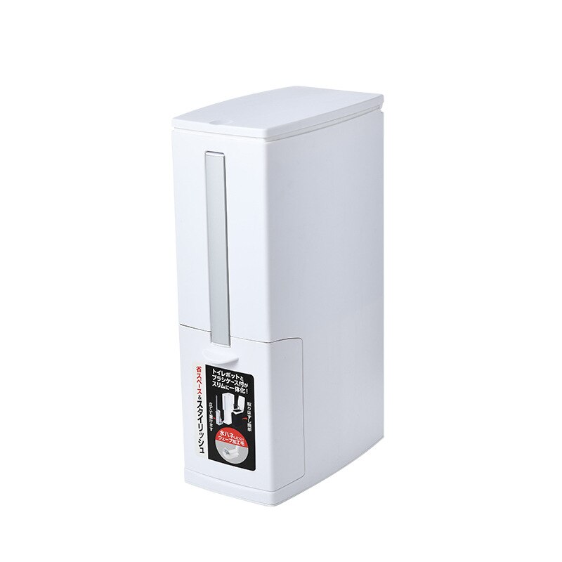 Balde de lixo estreito para banheiro, conjunto de escovas de lixo de plástico para uso doméstico, com tampa, utensílio de limpeza: big white