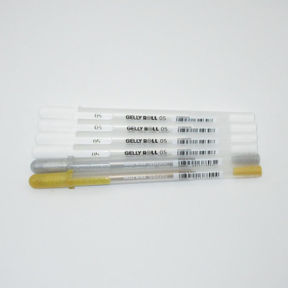 Sakura Gelly Roll Gel Pens 6 Pieces White Gold Silver Japan: Burgundy