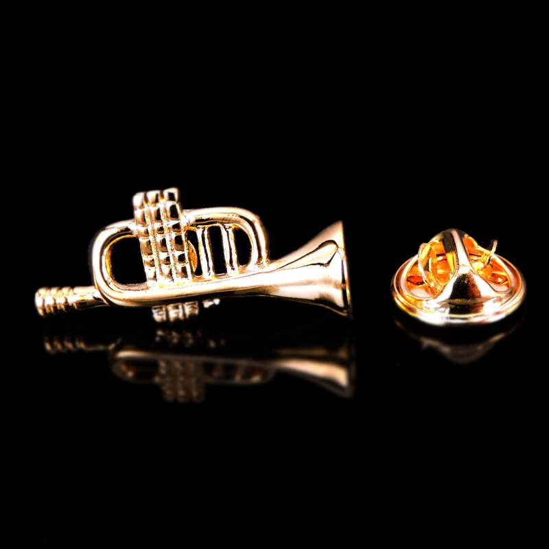 Classic style music equipment modeling gold trumpet Brooch men's Lapel Pin suit backpack badge jewelry retail