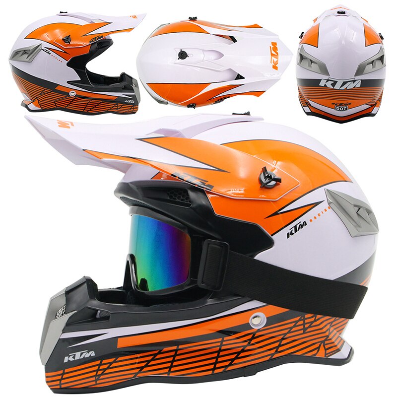 Off Road Motorcycle Helmet Motocross Downhill Casco Motorbike Enduro Casque Capacete De Moto Adult Men Women Mountain Dirt Bike: White KTM / M