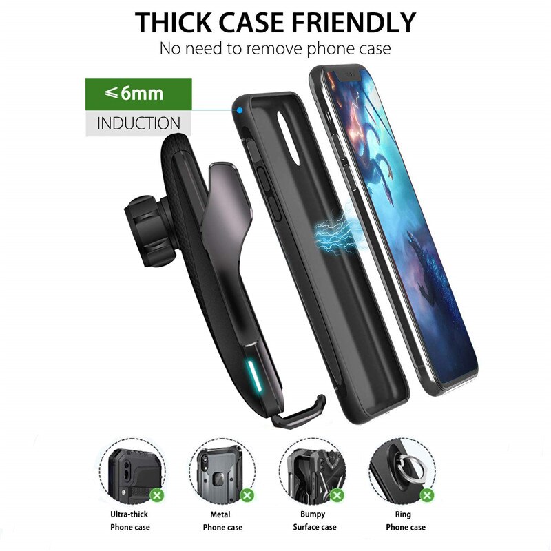 R3 Automatische Spann Auto Qi Drahtlose Ladegerät 10W Schnelle Lade Für Iphone 11 Pro XR XS Huawei P30 Pro auto-Sensor Telefon Halter