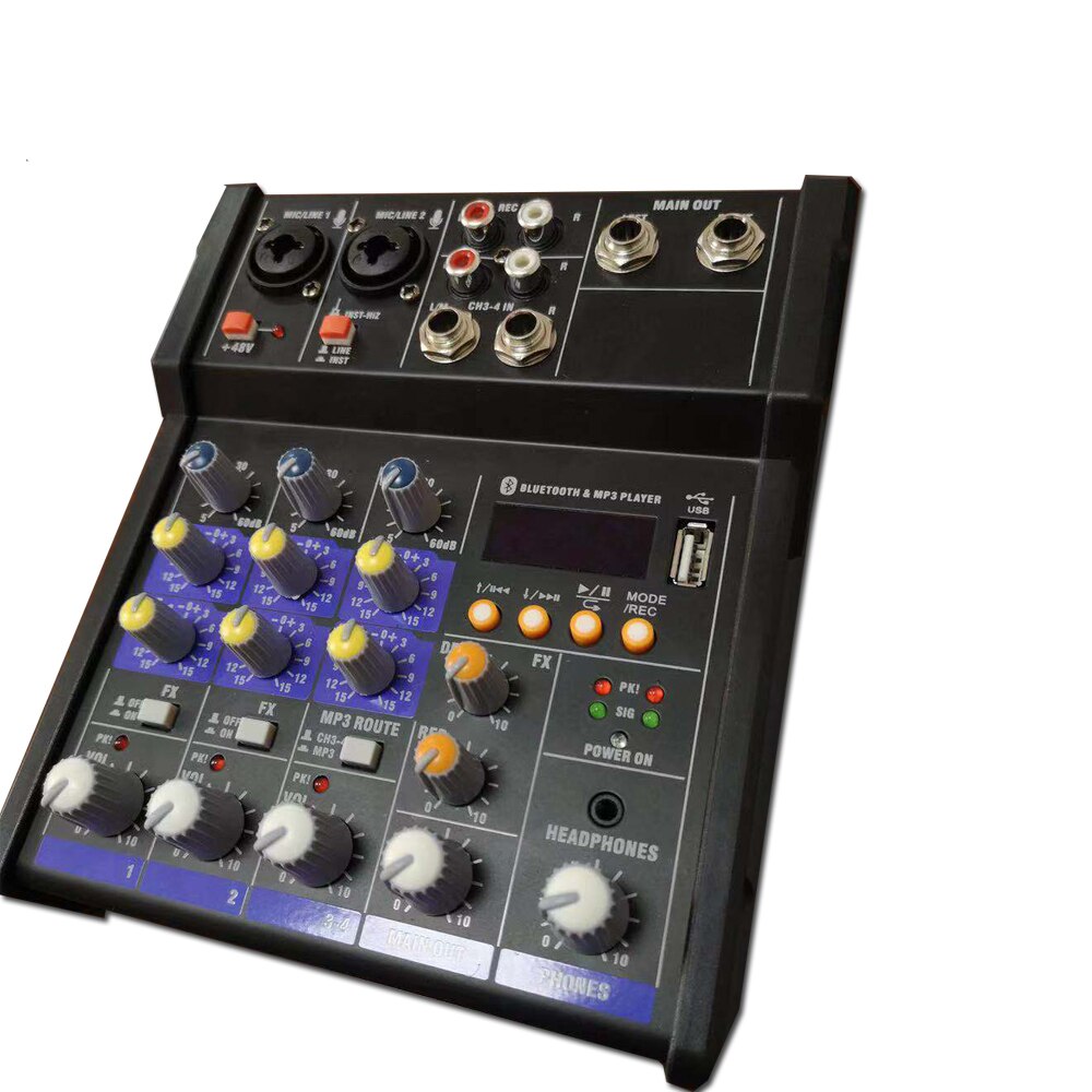 CCX-G4 Portable bluetooth G4 Sound Mixing Console Audio Mixer Record 48V Phantom Power Effects 4 Channels Audio Mixer with USB