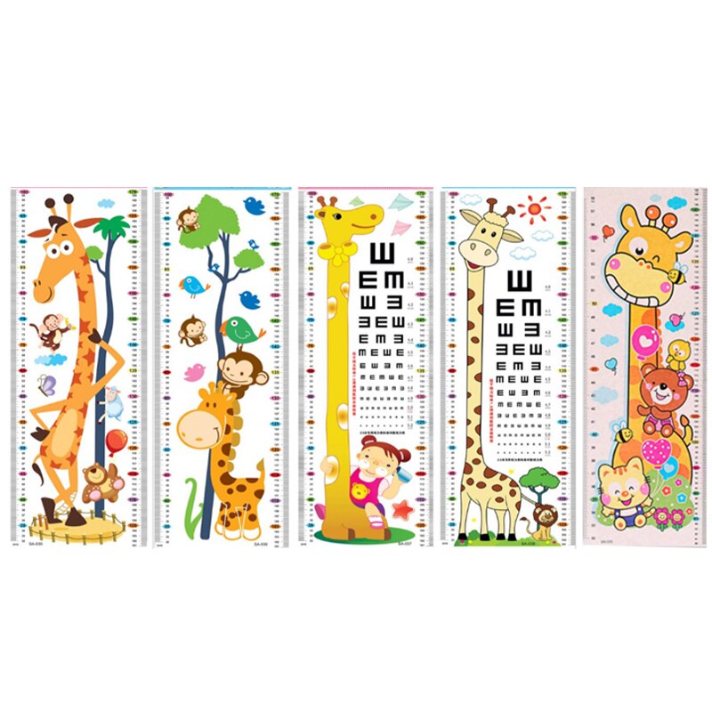 Cartoon Home Bedroom Visual Chart Nursery Decorations PVC Kids Height Chart 1Sheet Wall Stickers