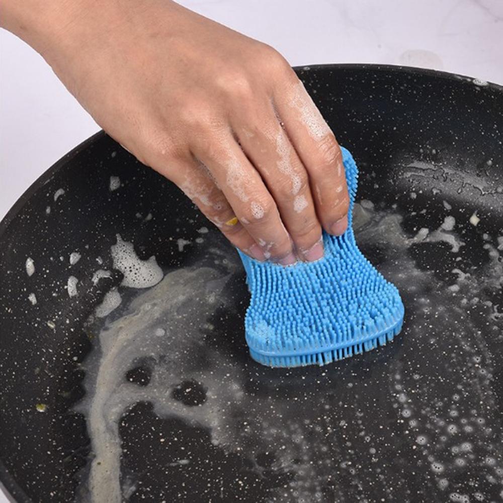 Opvaskebørste silikone antibakteriel opvaskebørste gryde stegepande køkken rengøringspude skrubbe køkken tilbehør