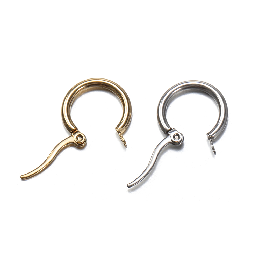 10 pçs preto brincos abertos círculo de aço inoxidável brinco ganchos 15-40mm loop base anel de orelha para jóias que fazem componentes diy