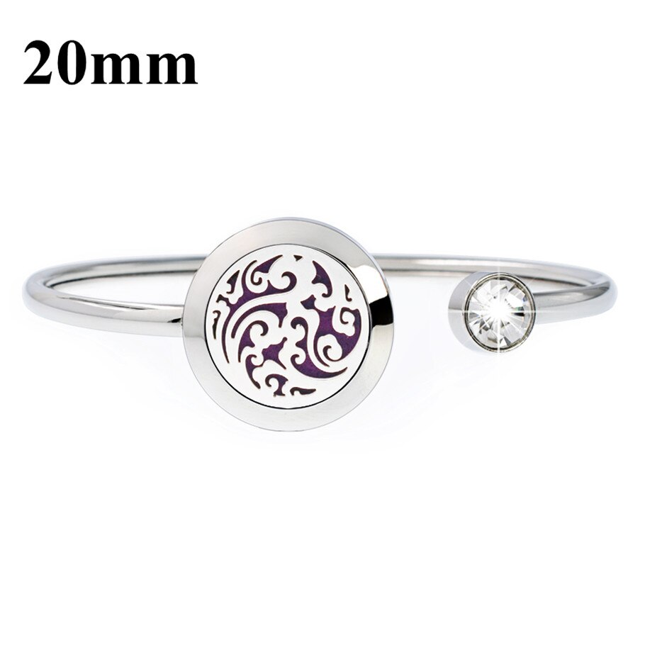 20mm 316L stainless steel Magnetic Aromatherapy locket Essential oil diffuser bangles bracelet free 10pcs pads: GQ029