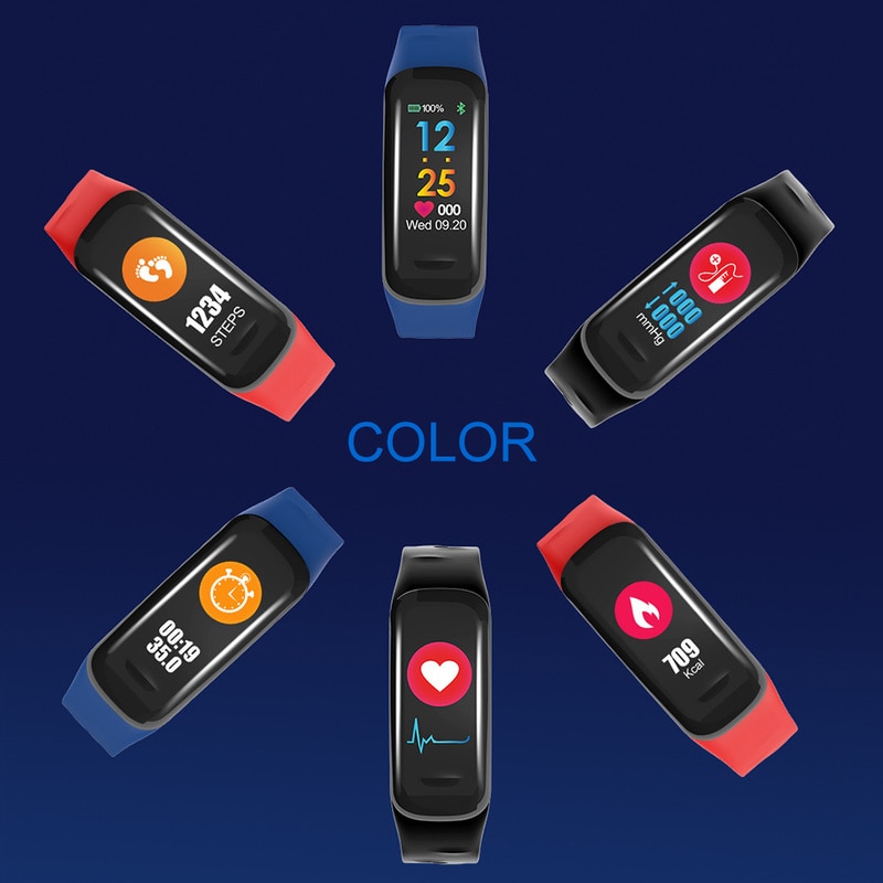 C1 Plus Kleur Screen Smart Armband Voor Iphone Samsung Hartslag Monitoring Stap Teller Anti-Aquarel Screen Sport Armband