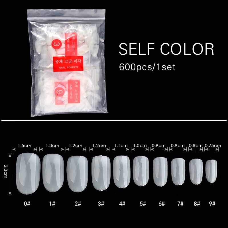 32/500/600 stuks / set acryl nepnagels oefennagelcapsules kunstnagels zachte gel volledige dekking nageltips manicure tools: 05 600 stuks