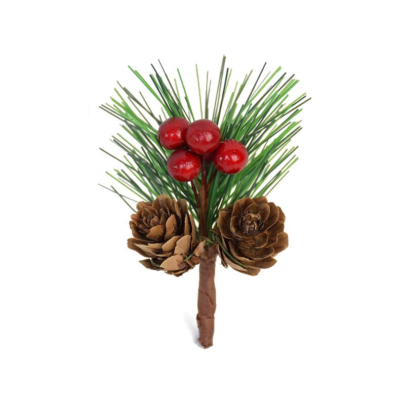 5pcs Christmas Artificial Flower Branches Red Christmas Berry Pine Cone DIY Home Decoration Xmas Party Christmas Tree Ornament: S03