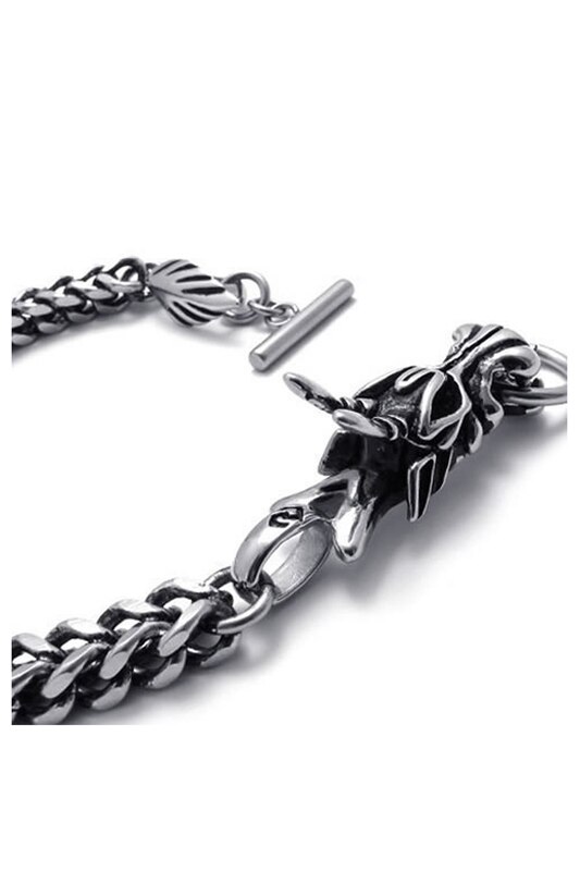 Men's Jewelry Bracelet Stainless Steel Dragon Biker Black Silver