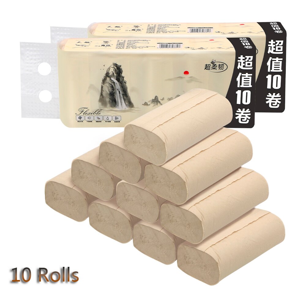 Coreless Toilet Paper Home Bath Kitchen Tissue Roll Hand Towels Bamboo Pulp 4 Layers 10 Rolls Toilet Roll Paper Skin-friendly