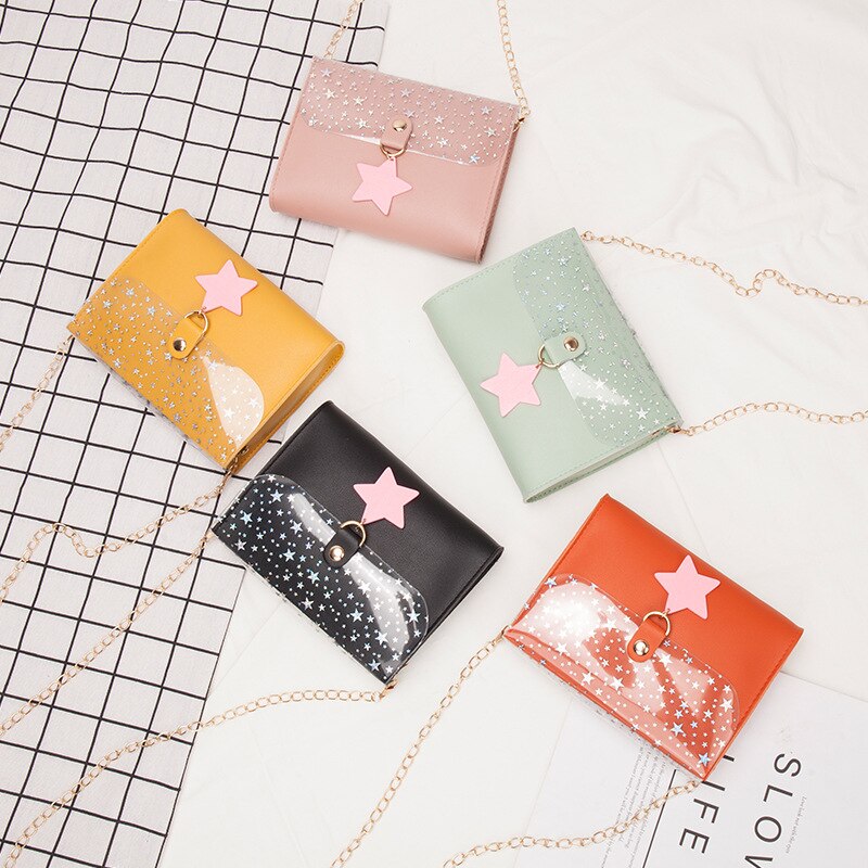 Koreaanse stijl dames schoudertas met sterhanger, slingbag met pailletten, mini-tas, handtassen en avondtassen