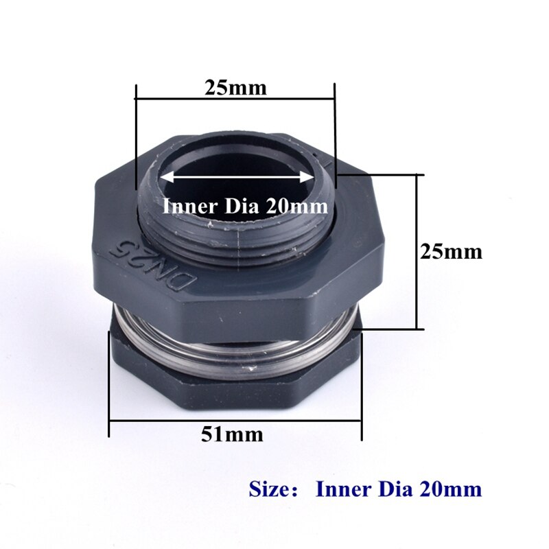 1Pc ID 20~63mm PVC Water Tank Connector Home Aquarium Fish Tank Bulkhead Pipe Joint Water Inlet Outlet Connector Drainage Joint: Brown