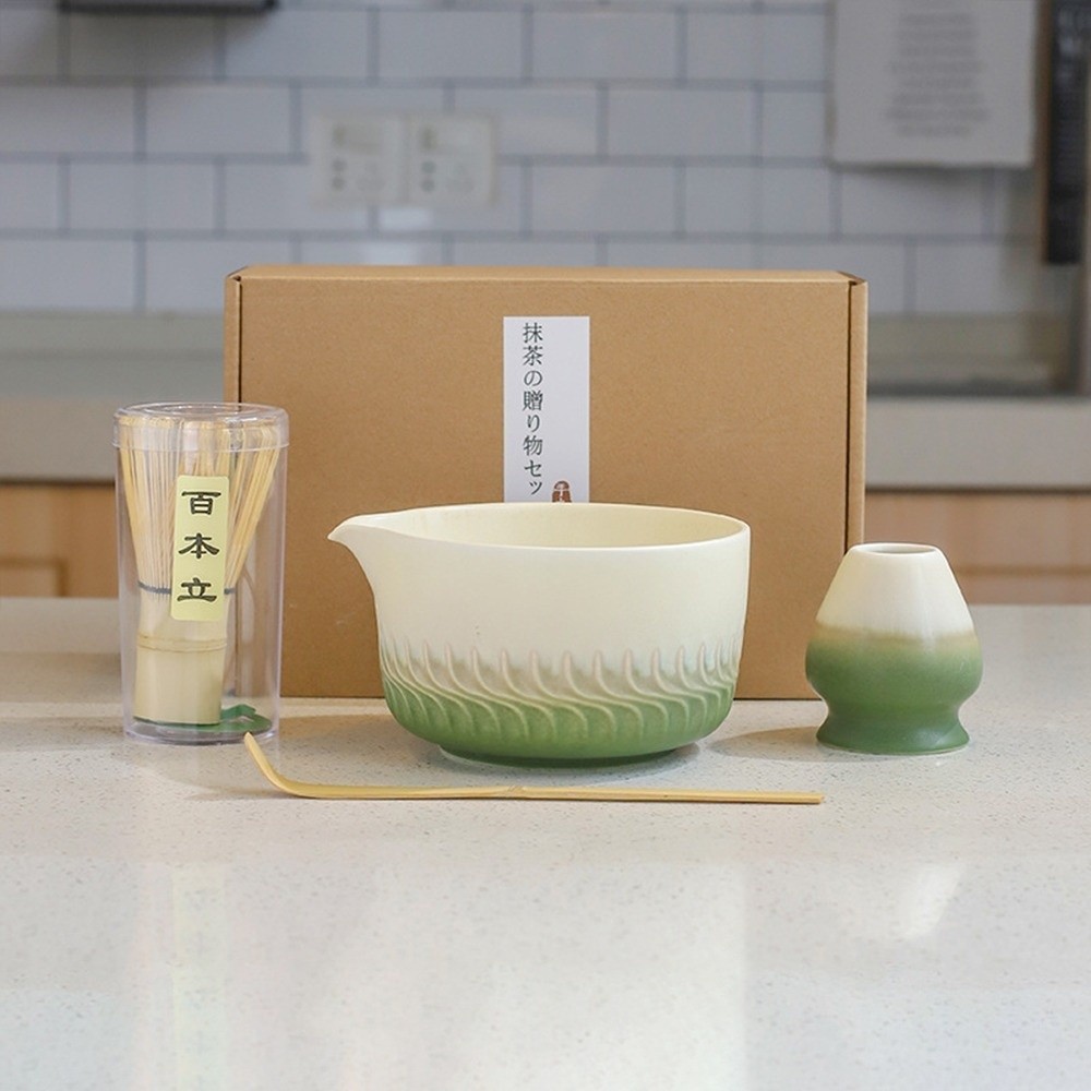 Tea Sticks Japanese Matcha Tea Set Match Bowl Tea-Making Tools Matcha Brush Bamboo Ceramic Matcha Spoon Matcha Whisk Set