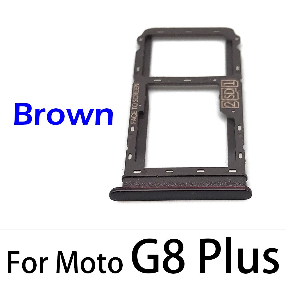 For Motorola Moto G G8 Plus Play Power Lite / G Fast / One Zoom Sim Card Tray SD Card Reader Socket Slot Holder Replacement Part: G8 Plus Brown