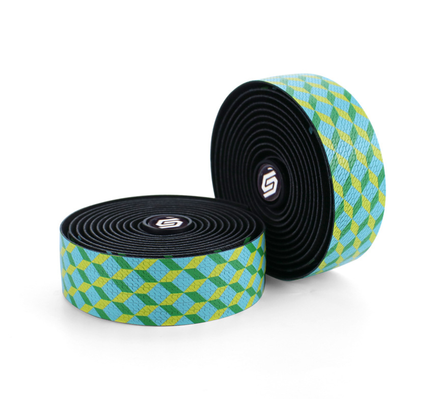 Bicycle Handlebar Strap 3D Solid Square Pattern Road Bike Straps Sweat-absorbent Non-slip Handlebar Winding Strap: Green