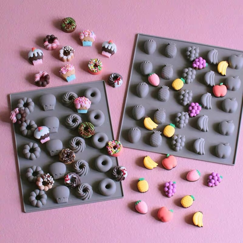 3d mini donut forma de frutas silicone bolo de chocolate moldes doces açúcar artesanato biscoito ferramentas de cozimento resina argila fondant moldes