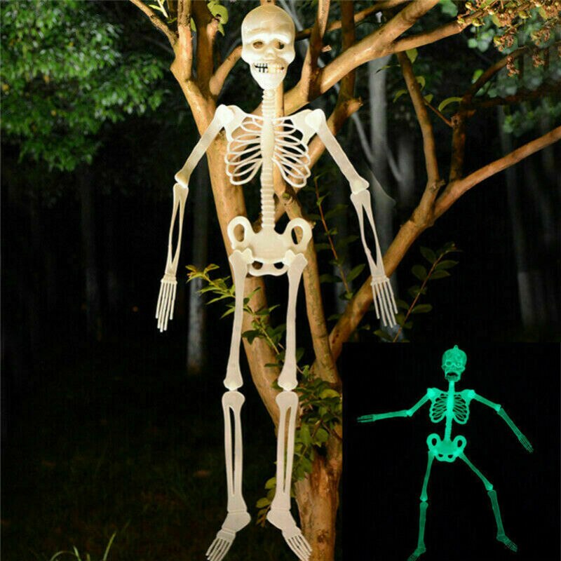 32/90/150cm Poseable Full Life Size Luminous Skeleton Halloween Decoration Party Yard Prop