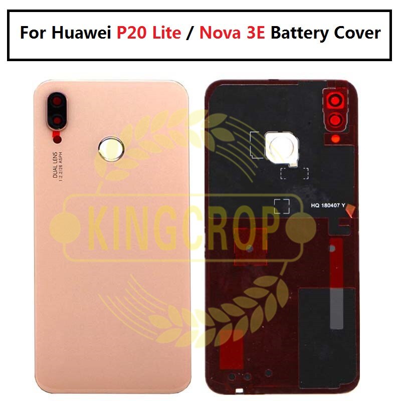 Huawei Nova 3e Back glass Battery Cover Rear Door Housing Case Replacement Huawei P20 Lite Battery Cover with Fingerprint button