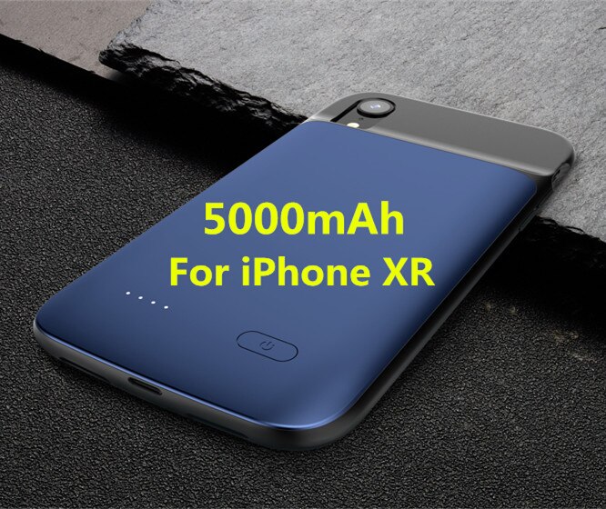NTSPACE 5000mAh Liquid Silicone Shockproof Battery Charger Cases For iPhone XR Power Bank Charging Case External Battery Case: Blue