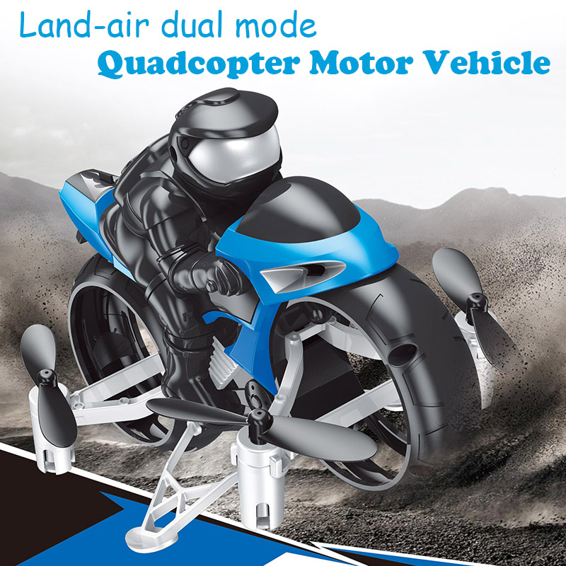 2.4g 4ch 2 in 1 motorcykel hovedløs fjernbetjening drone justerbar hastighed legetøj