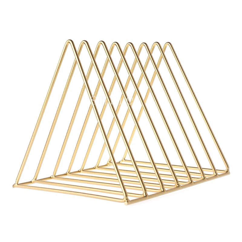 2022 Iron LP Record Rack Triangle Book Magzine Holder Desk Record Storage Organizer: Gold S