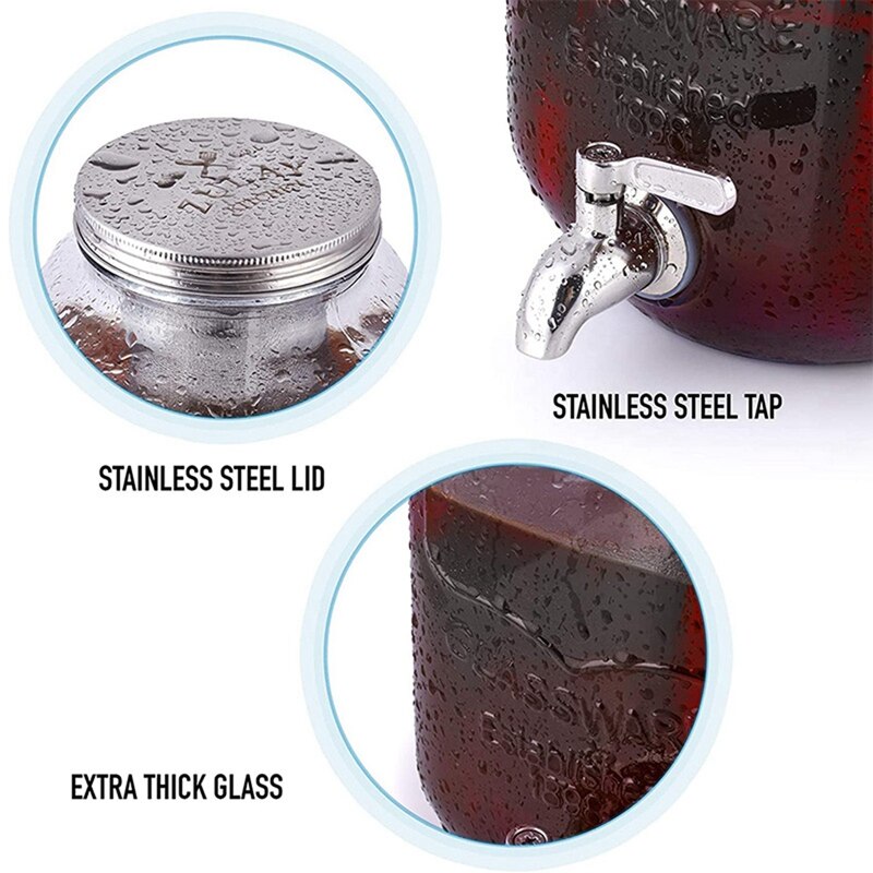 1 Gallon Cold Brew Coffee Maker with EXTRA-THICK Glass Carafe-Premium Iced Coffee Maker, Cold Brew Pitcher&amp;Tea Infuser