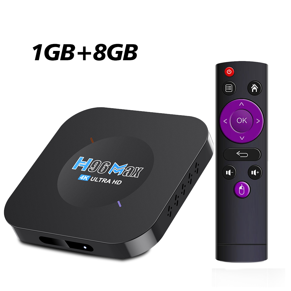 H96Max M5 Android Smart TV Box Rockchip RK3318 4K HD Set Top Box 3D Streaming Media Player 1G 8G 2G 16G USB2.0 OTA: Preto / Plugue da UE
