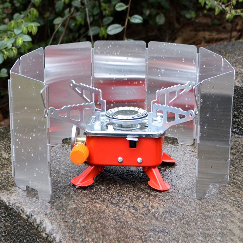 9 plates Fold Camping Cooker Gas Stove Wind Shield Screen Foldable Outdoor
